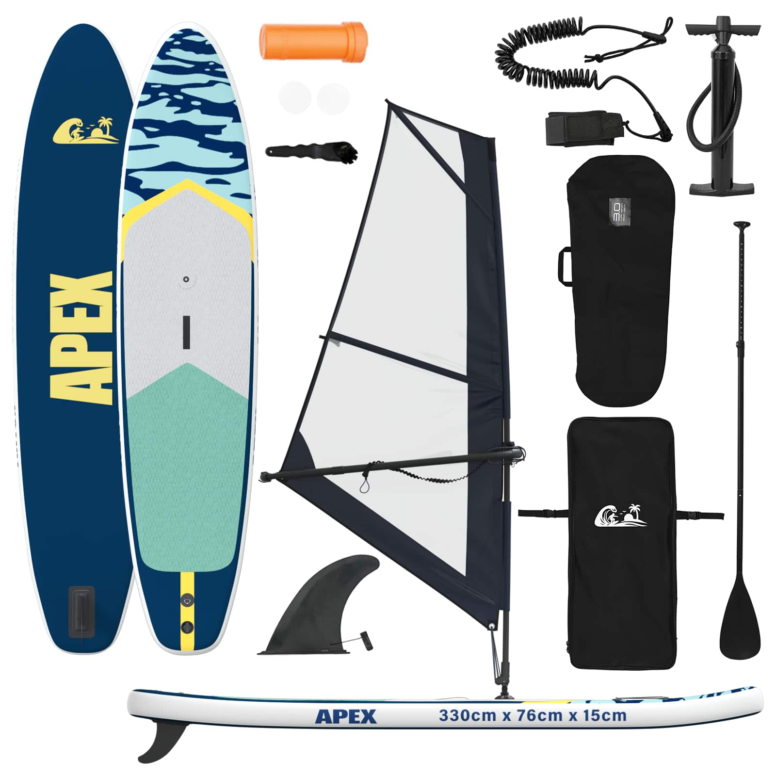 Φουσκωτό SUP Board με Ιστιοφορία APEX 330 x 76 x 15 εκ Μπλε για