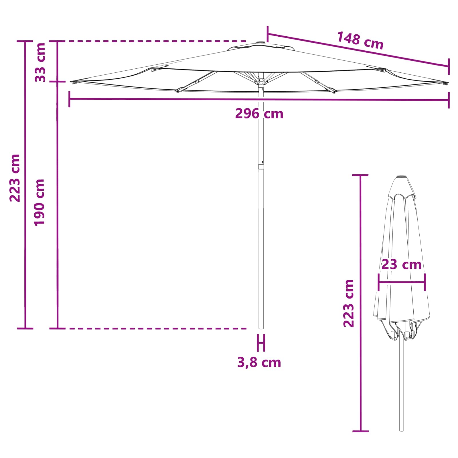 Ομπρέλα Κήπου 300 x 300 cm Πολυεστέρας Ορθογώνιος - Pakobazaar