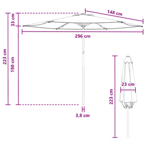 Ομπρέλα Κήπου 300 x 300 cm Πολυεστέρας Ορθογώνιος - Pakobazaar