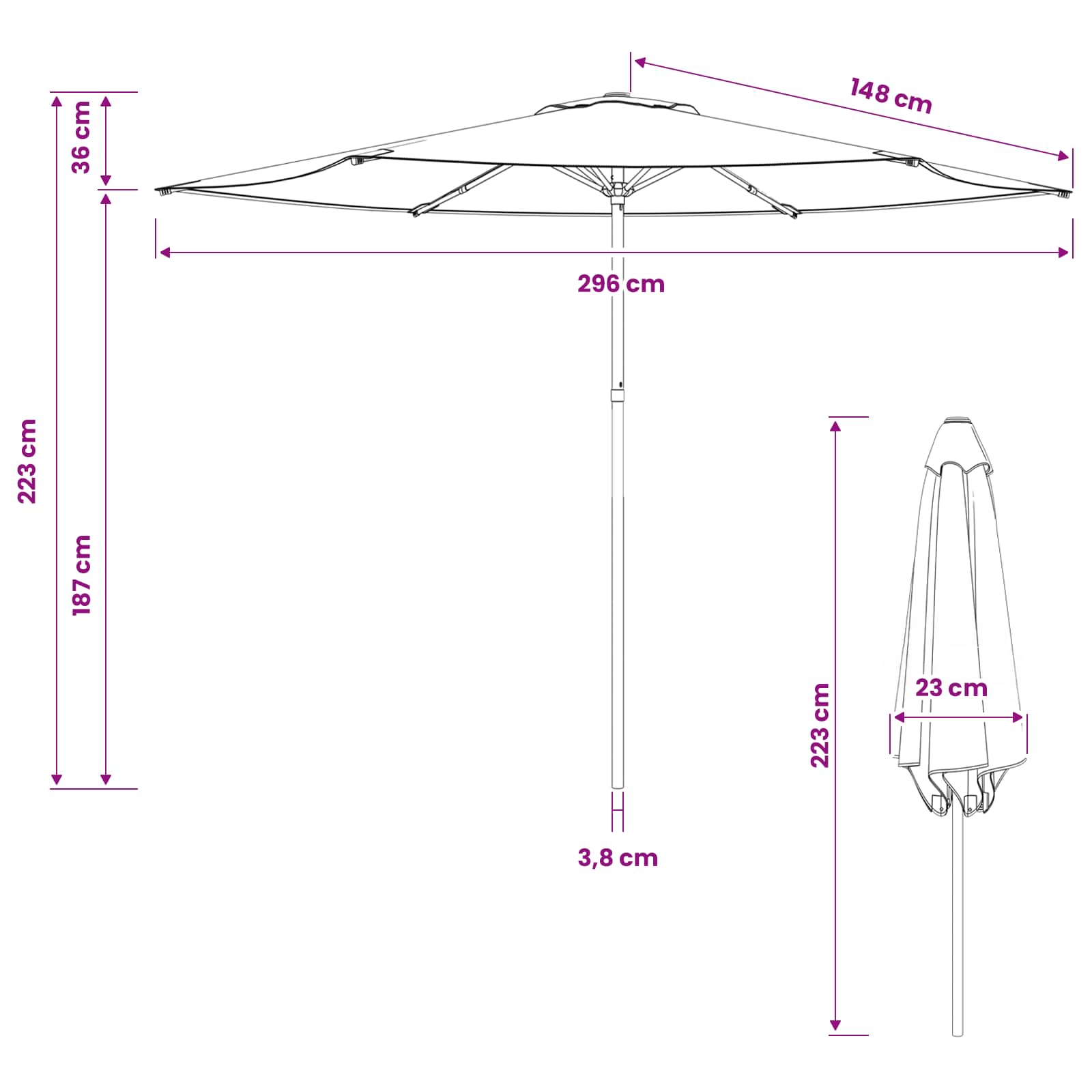 Ομπρέλα Κήπου 300 x 300 cm Πολυεστέρας Ορθογώνιος - Pakobazaar