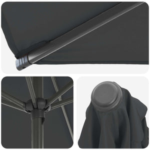 Ομπρέλα Κήπου 300 x 300 cm Πολυεστέρας Ορθογώνιος Ανθρακί - Pakobazaar