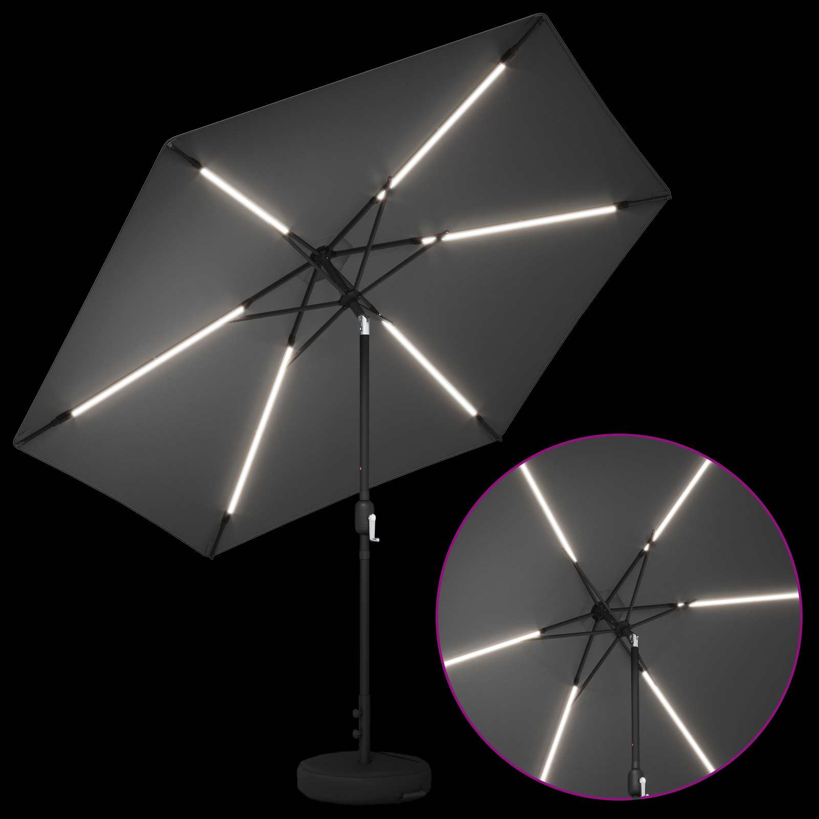Παράσολ Κήπου με Φωτιστικά LED 300 x 300 cm Πολυεστέρας Ανθρακί - Pakobazaar