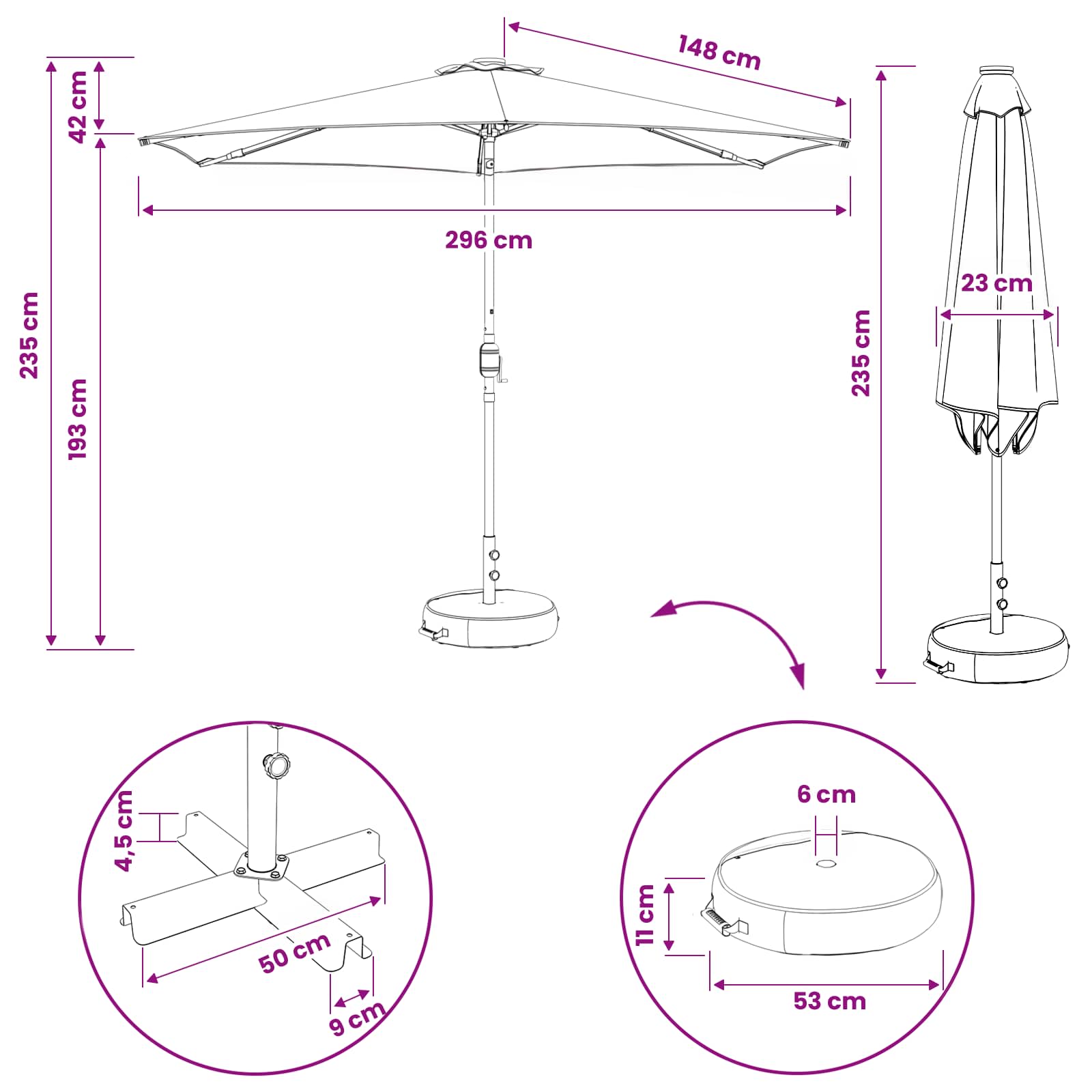 Παράσολ Κήπου με Φωτιστικά LED 300 x 300 cm Πολυεστέρας - Pakobazaar