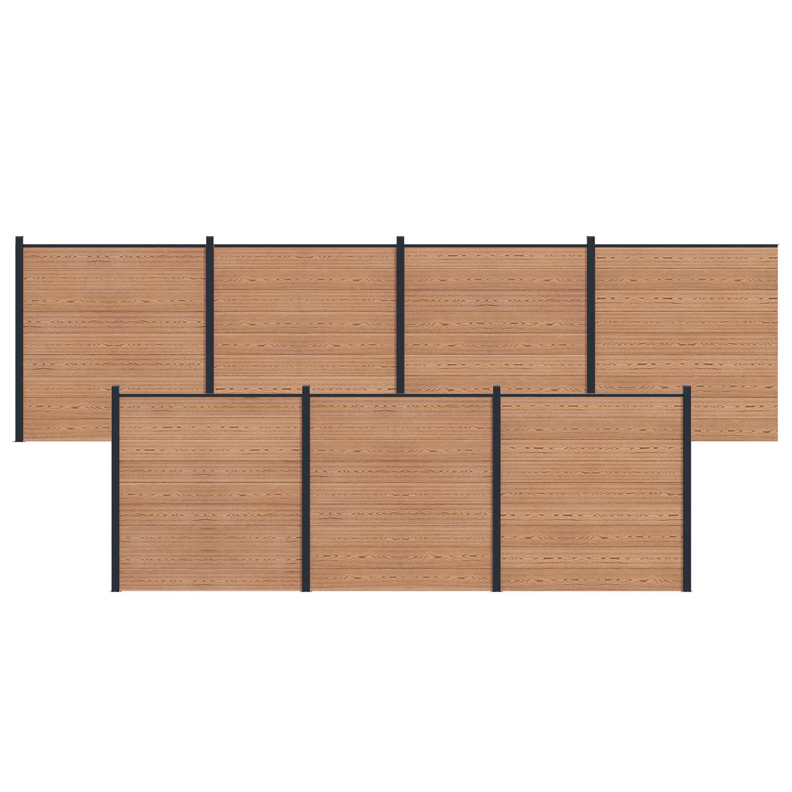 Πάνελ Φράχτη 7 pcs WPC και Αλουμίνιο Καφέ - Pakobazaar