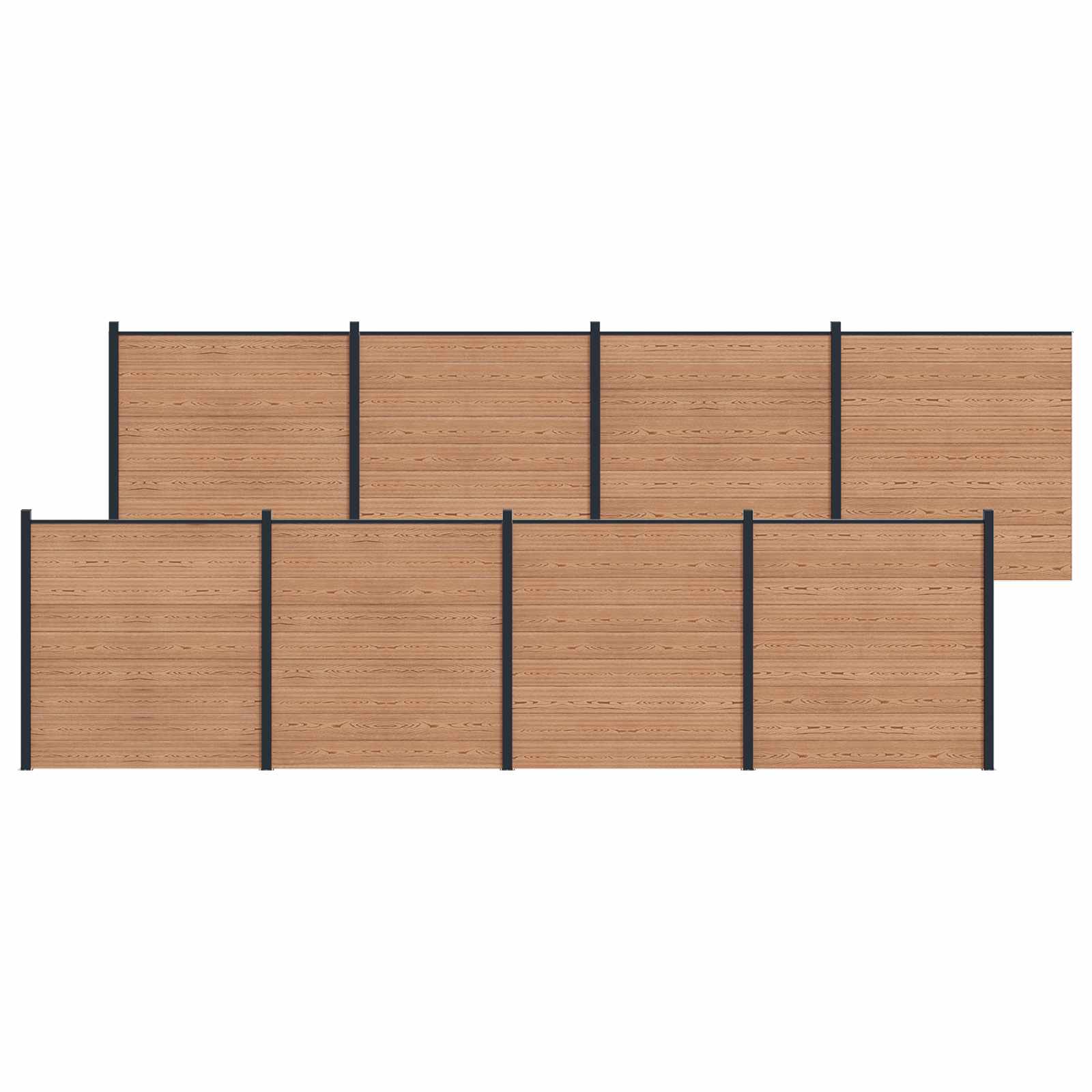 Πάνελ Φράχτη 8 pcs WPC και Αλουμίνιο Καφέ - Pakobazaar