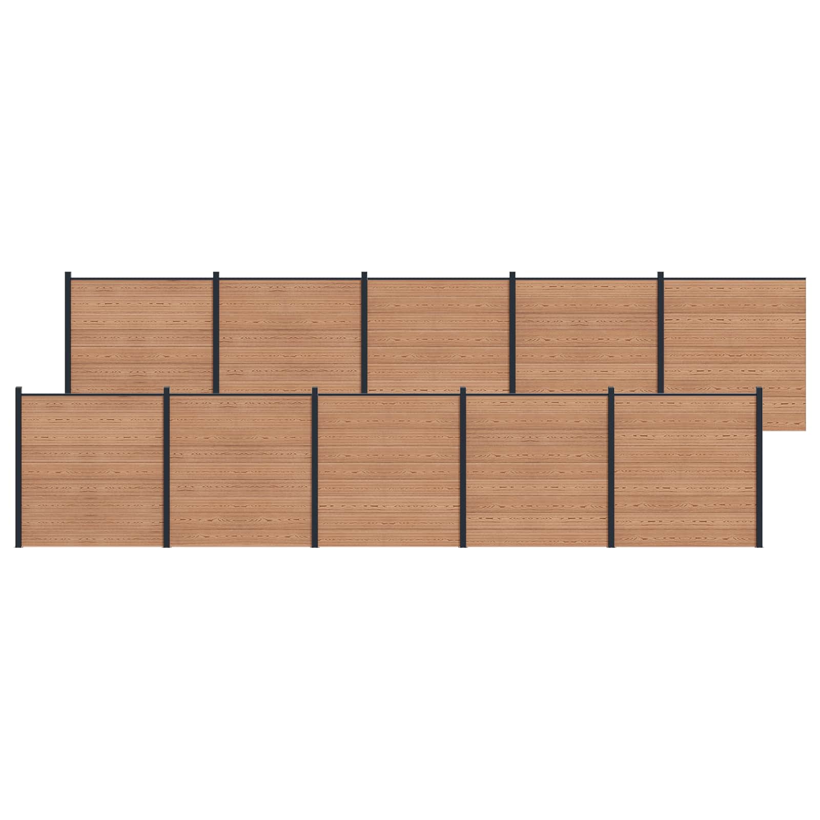 Πάνελ Φράχτη 10 pcs WPC και Αλουμίνιο Καφέ - Pakobazaar