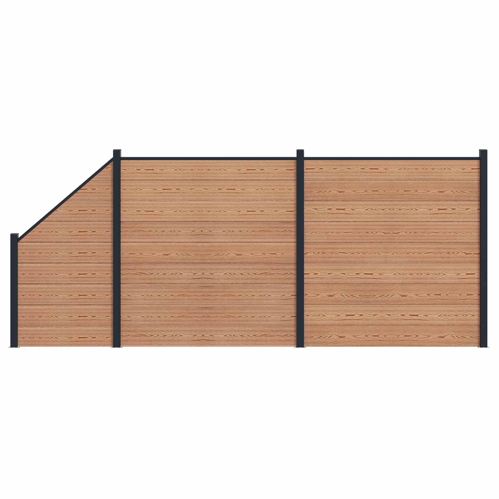 Πάνελ Φράχτη 3 pcs WPC και Αλουμίνιο Καφέ - Pakobazaar