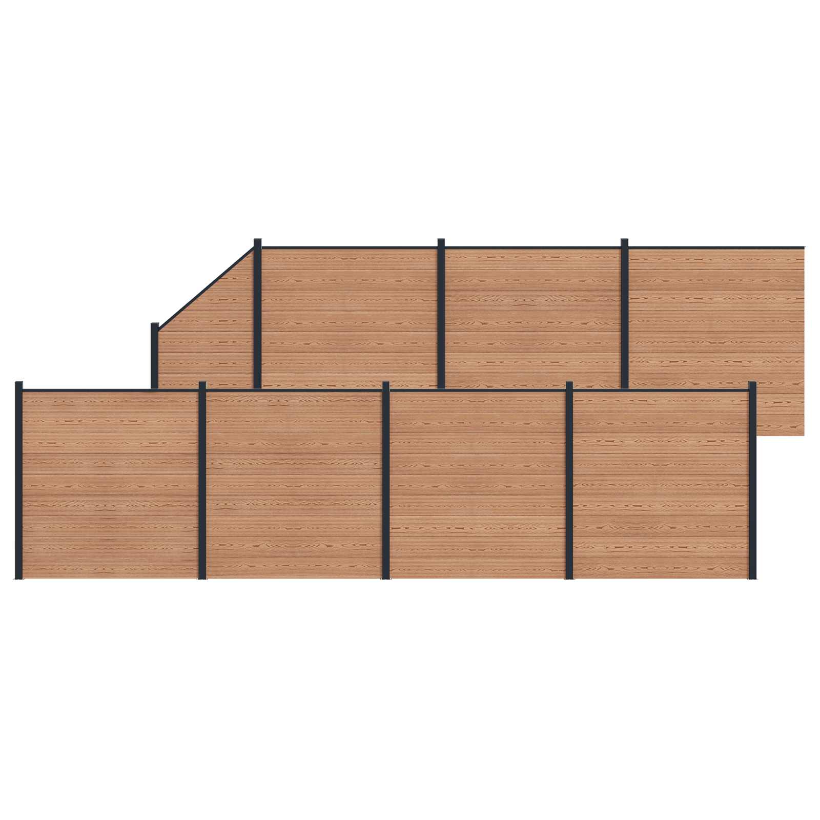 Πάνελ Φράχτη 8 pcs WPC και Αλουμίνιο Καφέ - Pakobazaar