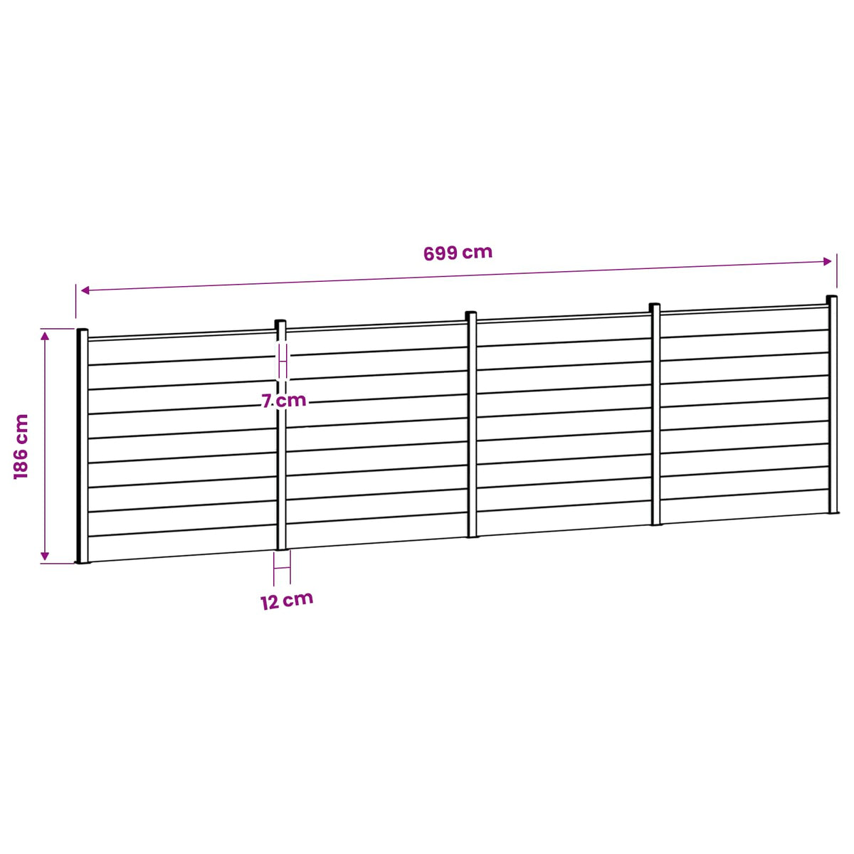 Σετ Φράχτη 699 x 186 cm WPC και Αλουμίνιο Γκρι - Pakobazaar