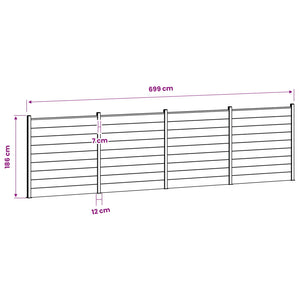Σετ Φράχτη 699 x 186 cm WPC και Αλουμίνιο Γκρι - Pakobazaar