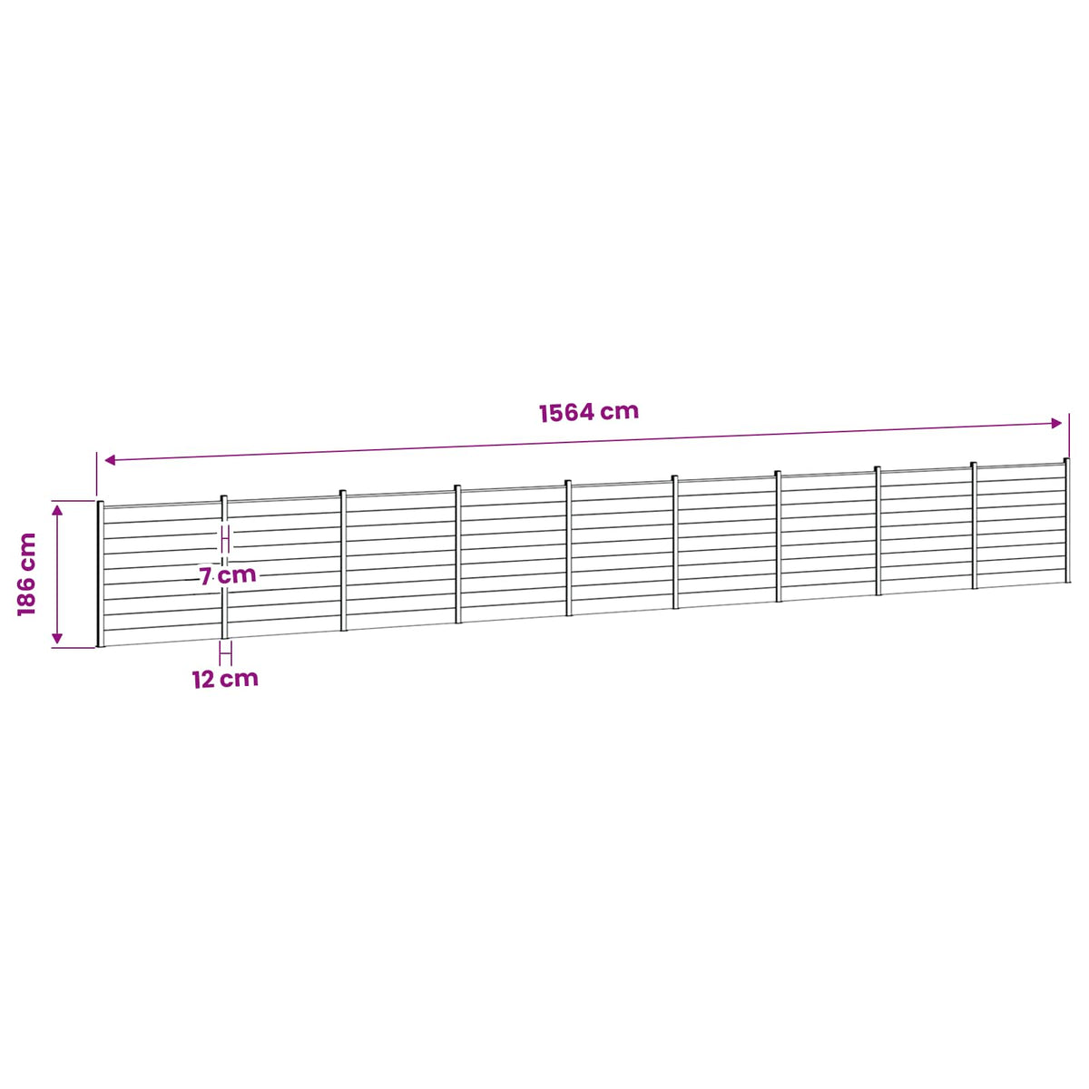 Σετ Φράχτη 1564 x 186 cm WPC και Αλουμίνιο Γκρι - Pakobazaar