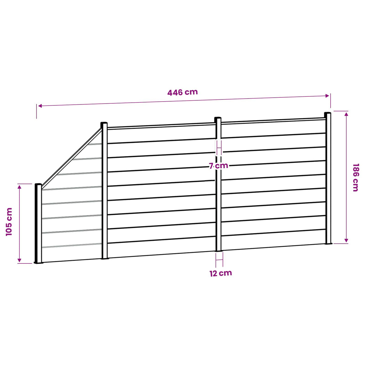 Σετ Φράχτη 446 x 186 εκ WPC και Αλουμίνιο Γκρι - Pakobazaar