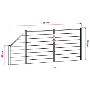 Σετ Φράχτη 446 x 186 εκ WPC και Αλουμίνιο Γκρι - Pakobazaar