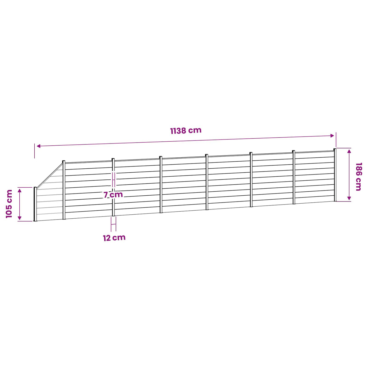 Σετ Φράχτη 1138 x 186 εκ WPC και Αλουμίνιο Γκρι - Pakobazaar