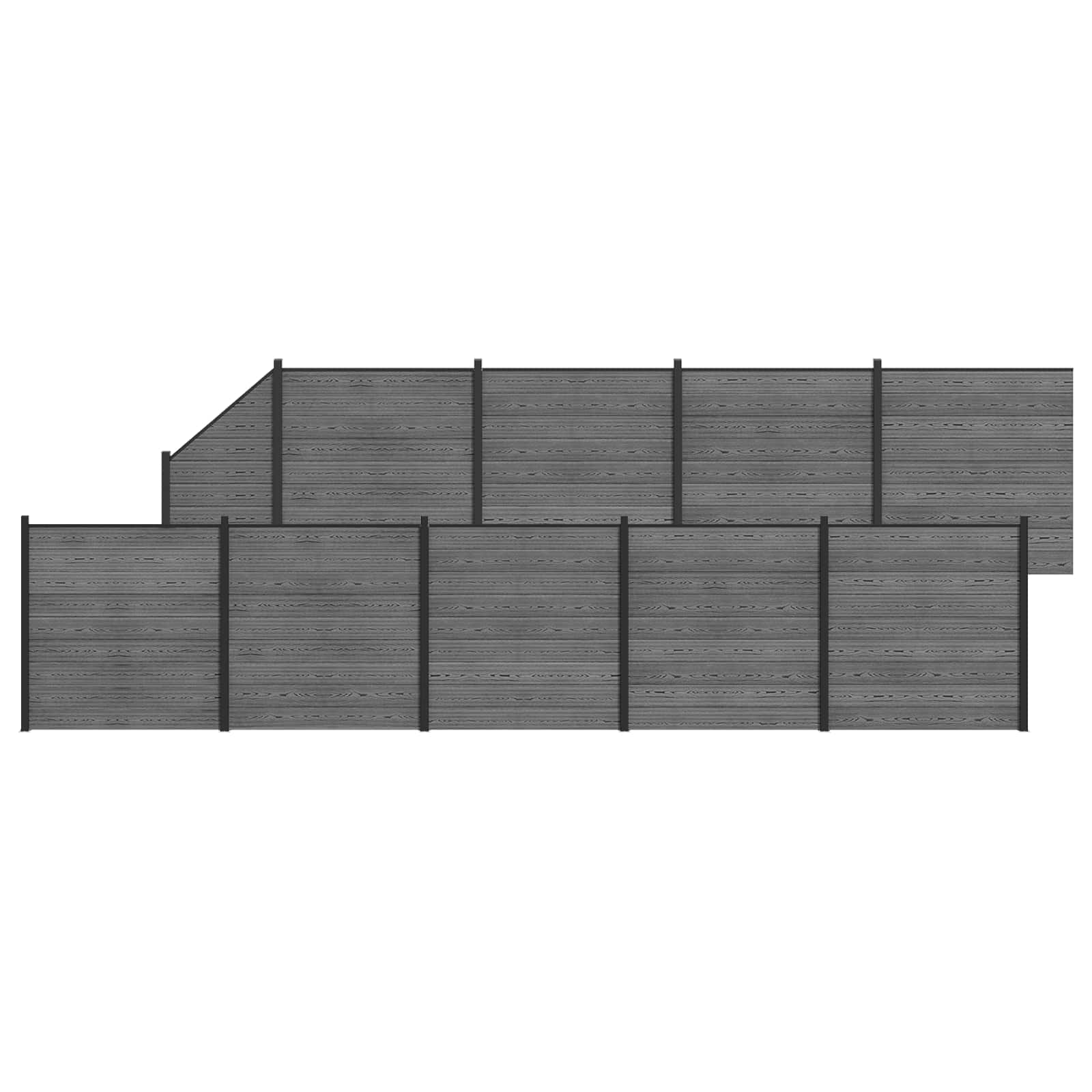 Πάνελ Φράχτη 10 pcs WPC και Αλουμίνιο Γκρι - Pakobazaar