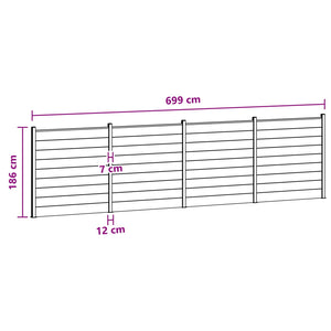 Πάνελ Φράχτη 4 pcs WPC και Αλουμίνιο Μαύρο - Pakobazaar
