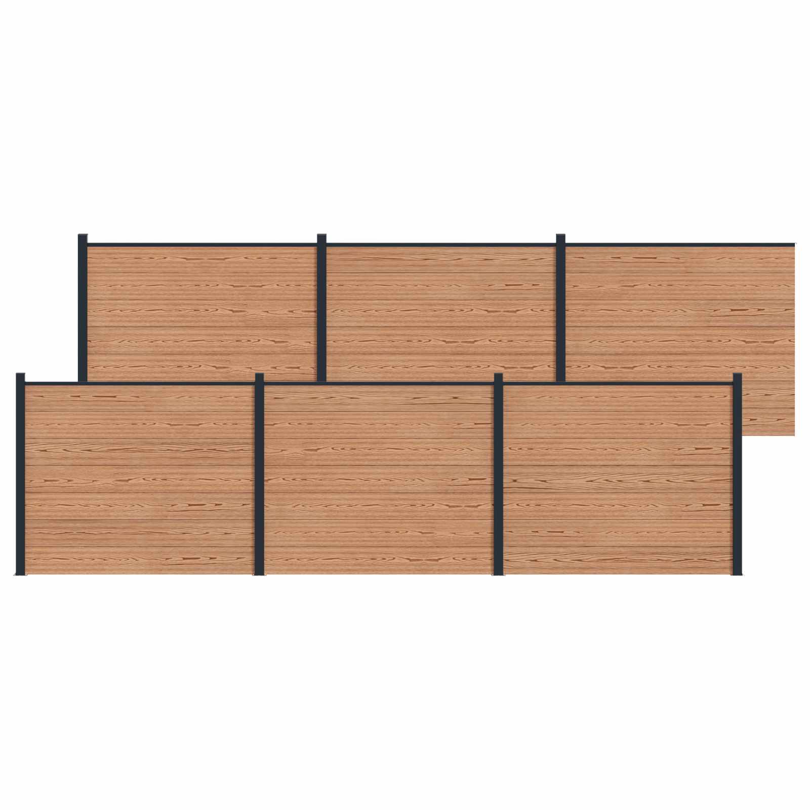 Πάνελ Φράχτη 6 pcs WPC και Αλουμίνιο Καφέ - Pakobazaar