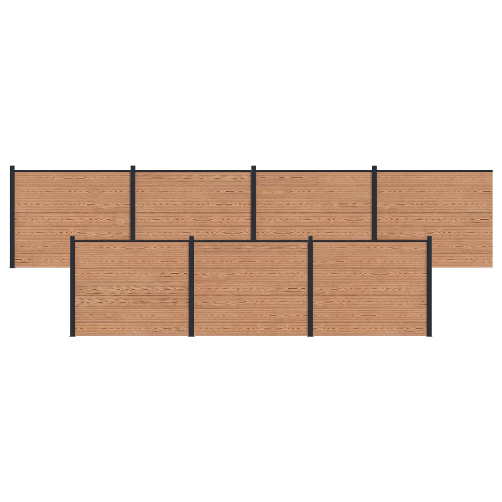 Πάνελ Φράχτη 7 pcs WPC και Αλουμίνιο Καφέ - Pakobazaar