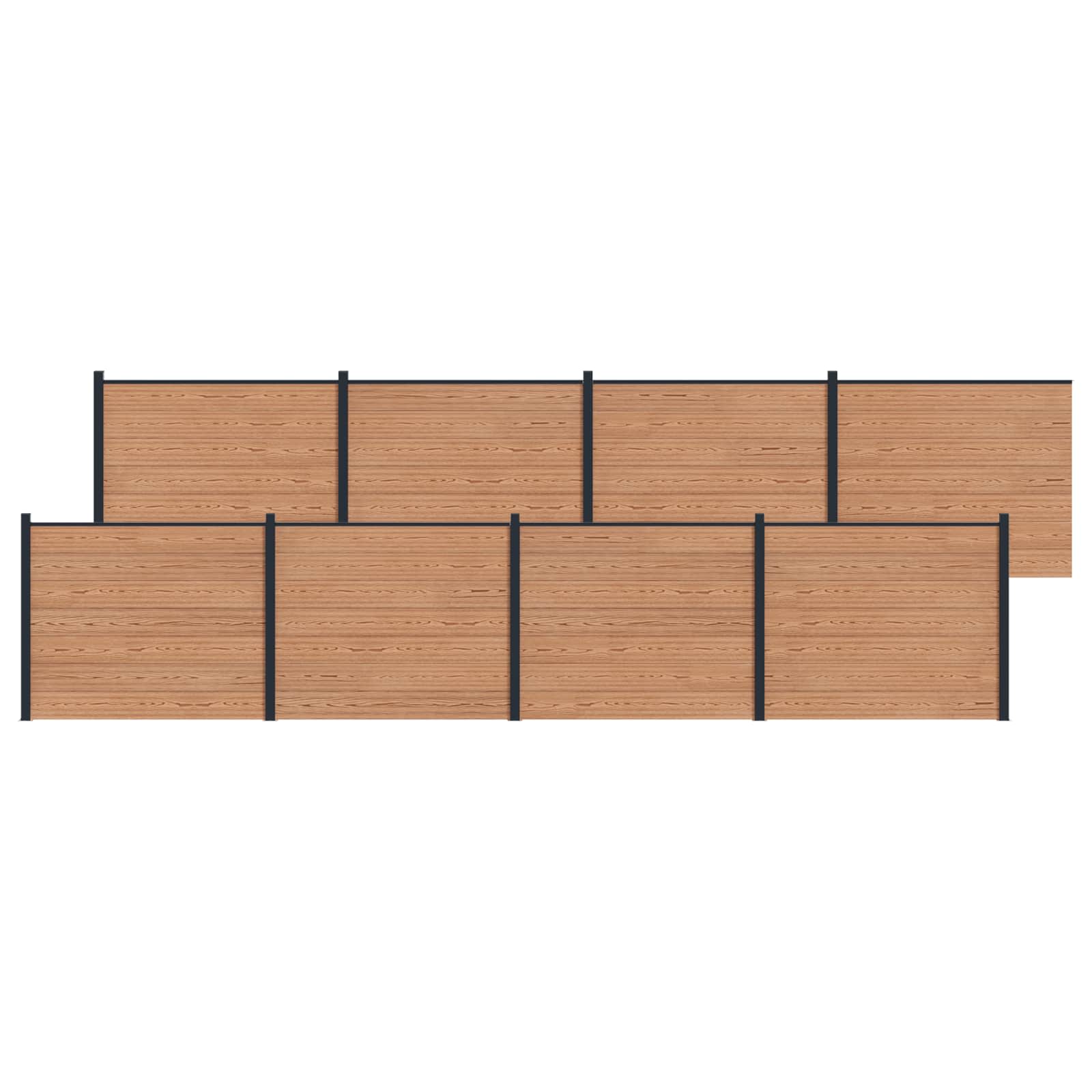 Πάνελ Φράχτη 8 pcs WPC και Αλουμίνιο Καφέ - Pakobazaar