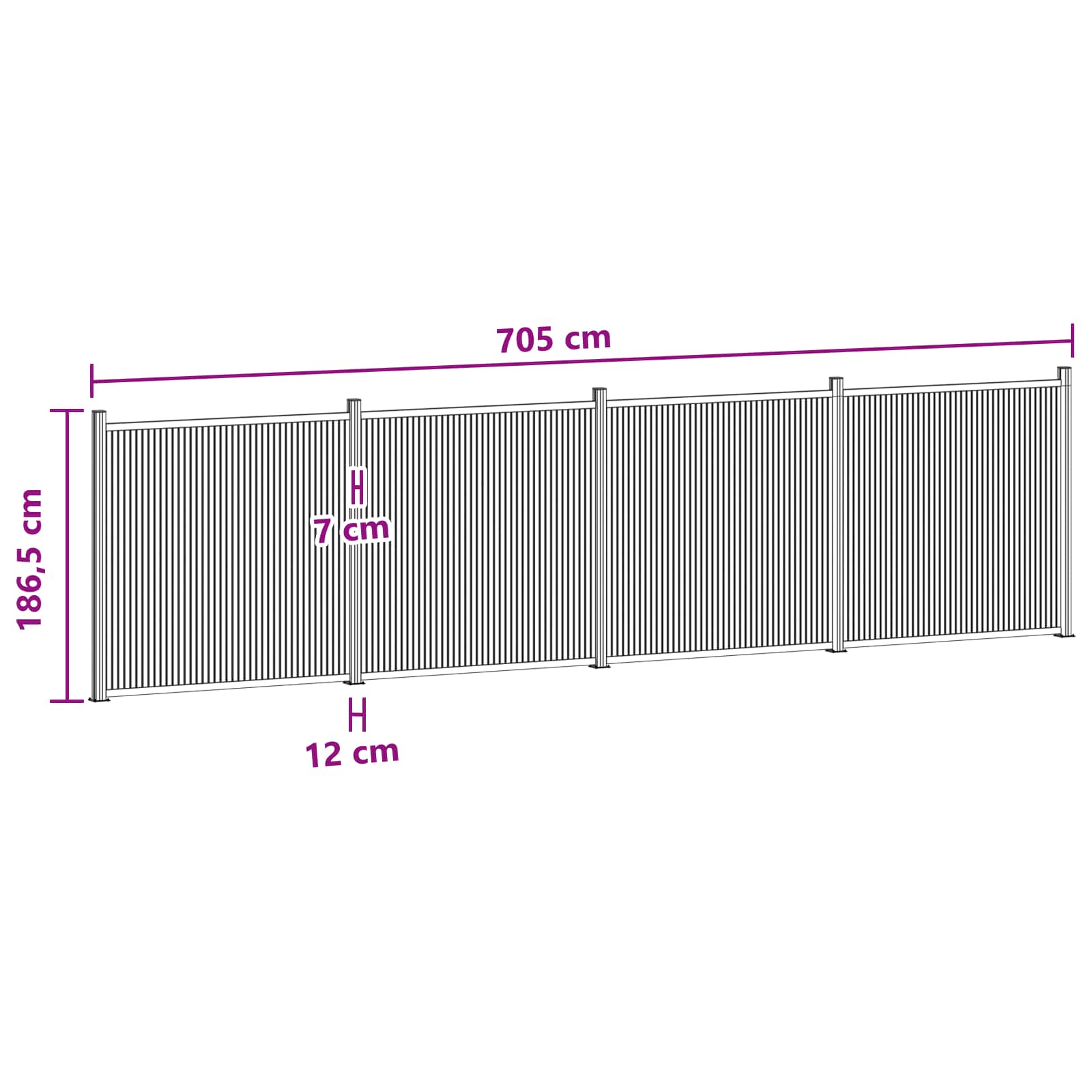 Πάνελ Φράχτη 4 pcs WPC και Αλουμίνιο Μαύρο - Pakobazaar