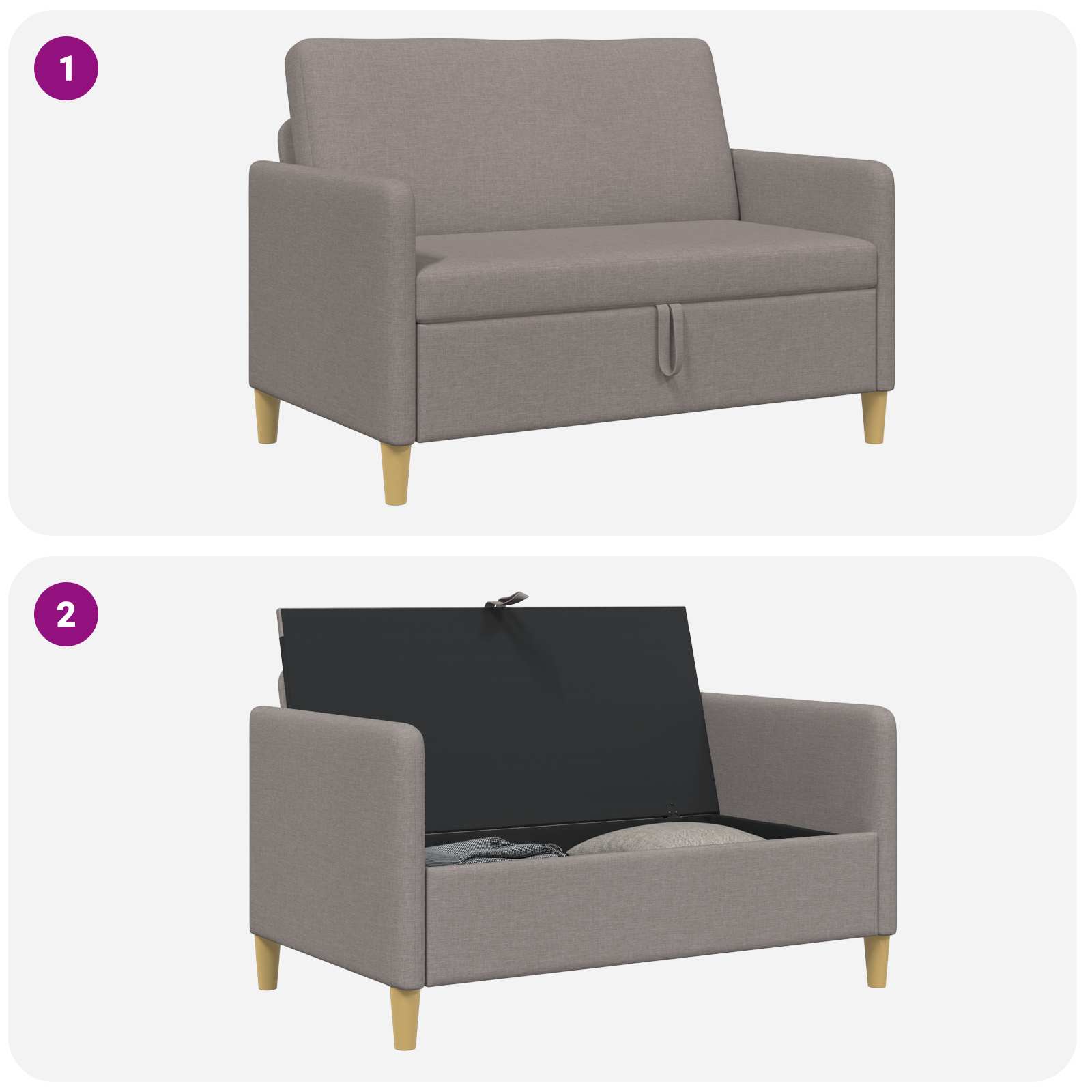 Καναπές με Αποθήκευση Taupe 122 x 78 x 87 εκ Πολυεστέρας