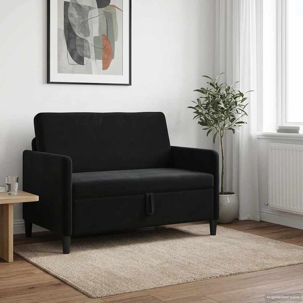 Καναπές με Αποθήκευση Μαύρο 122 x 78 x 87 εκ Πολυεστέρας - Pakobazaar