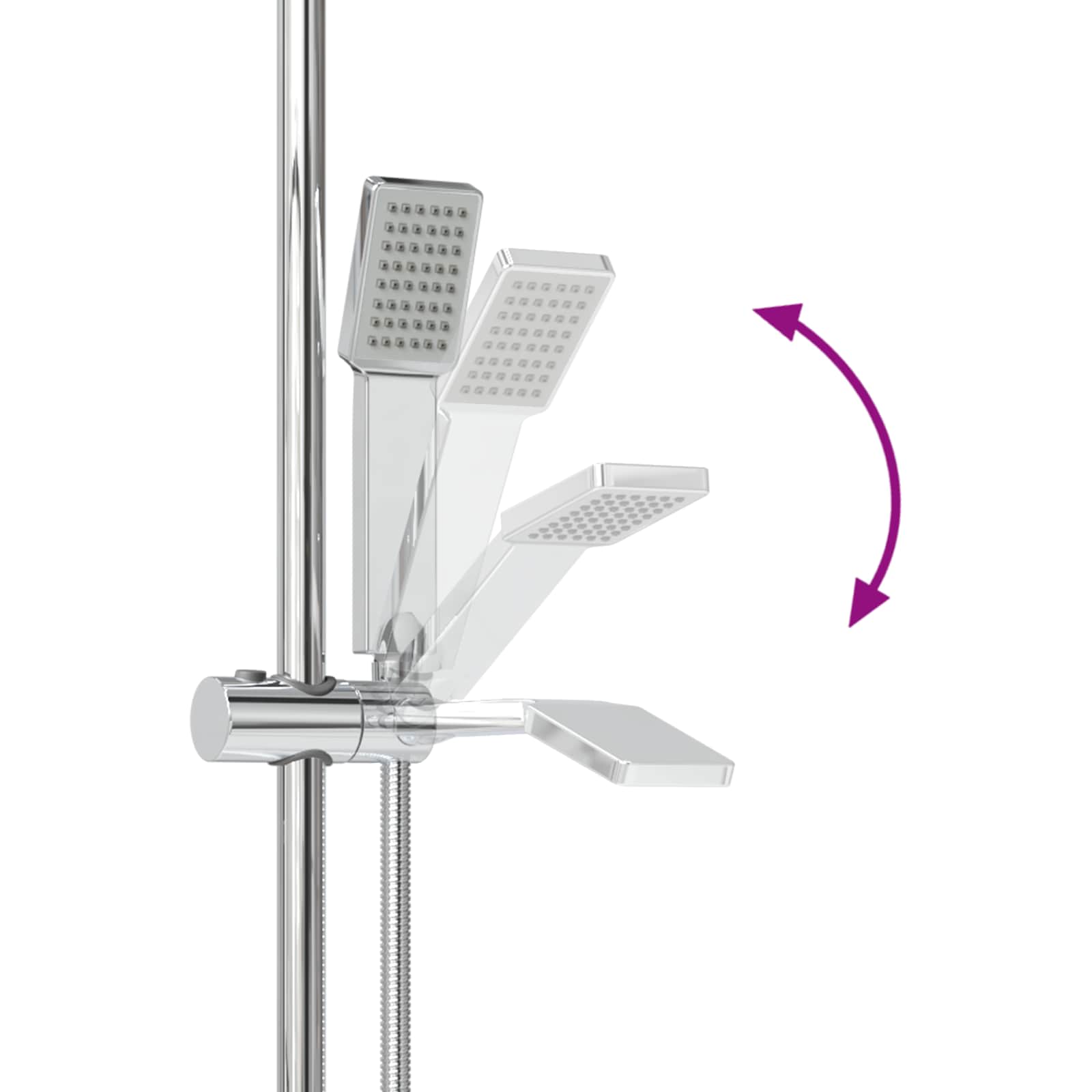 Σετ Συστήματος Ντουζιέρας Χρωμέ 70 cm Ανοξείδωτο Ατσάλι - Pakobazaar