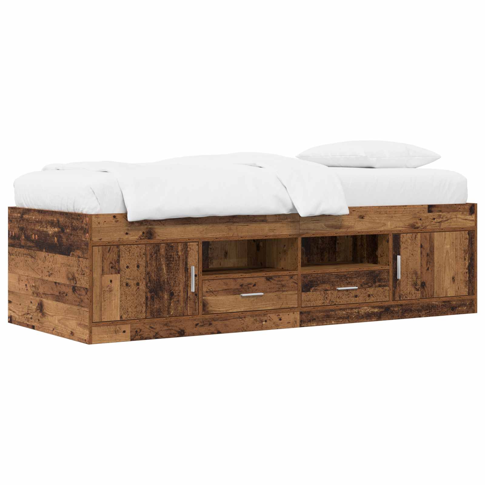 Σκελετός κρεβατιού με αποθήκευση Παλαιωμένο ξύλο 80 x 200 cm - Pakobazaar