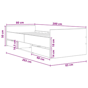 Σκελετός κρεβατιού με αποθήκευση Sonoma Δρυς 80 x 200 cm - Pakobazaar