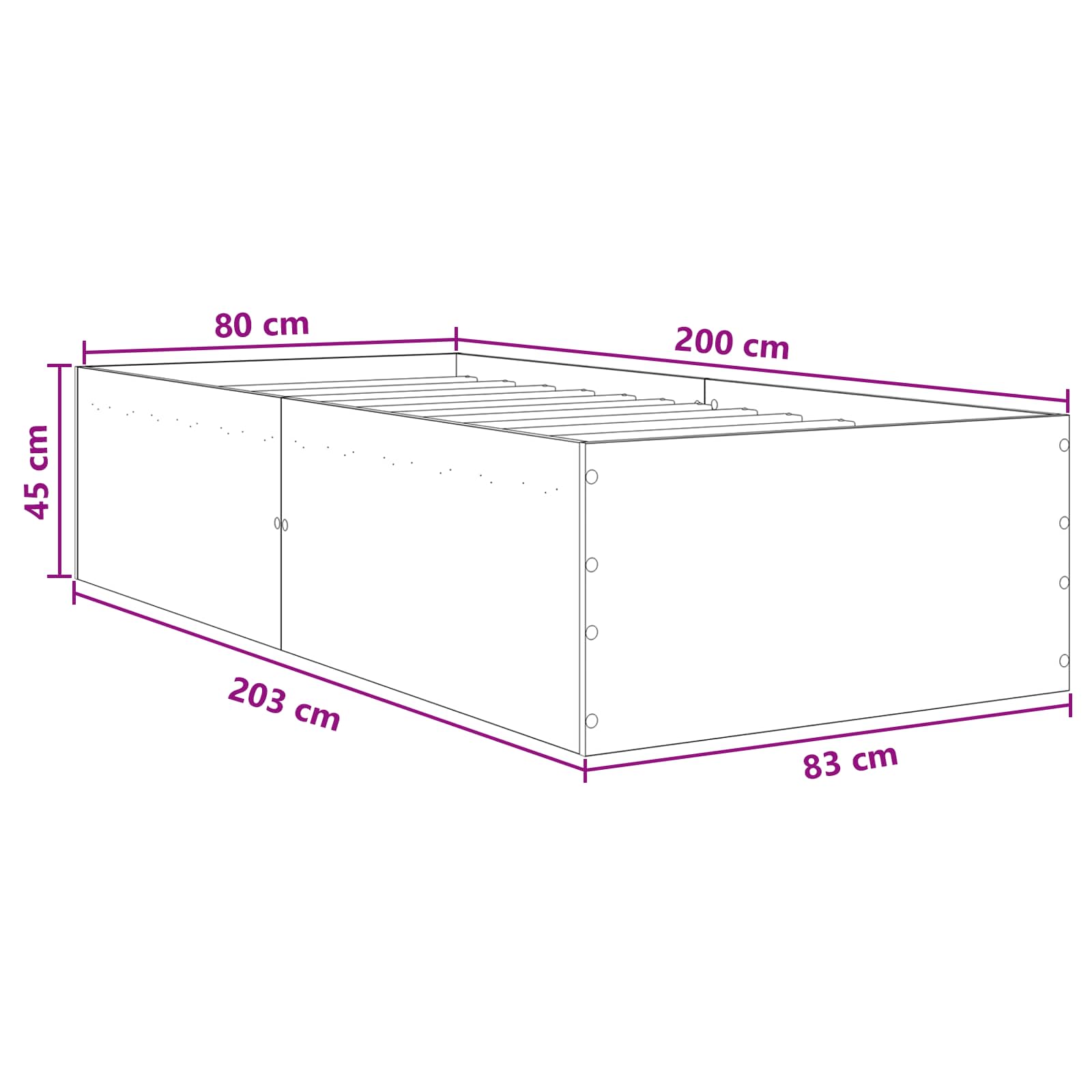 Κρεβάτι δαπέδου Λευκό 80 x 200 cm Επεξεργασμένο Ξύλο - Pakobazaar