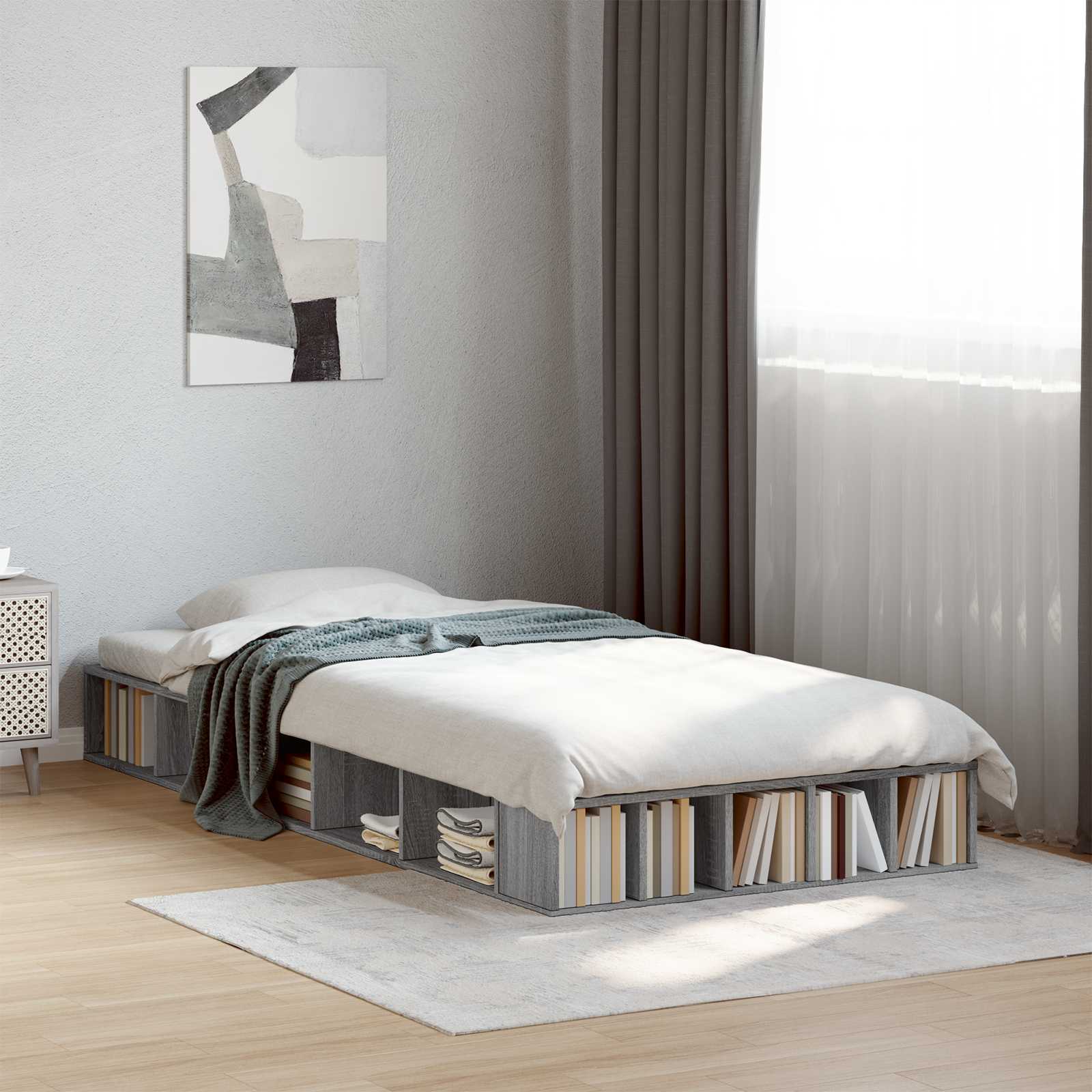 Σκελετός κρεβατιού με αποθήκευση Γκρι Sonoma 80 x 200 cm