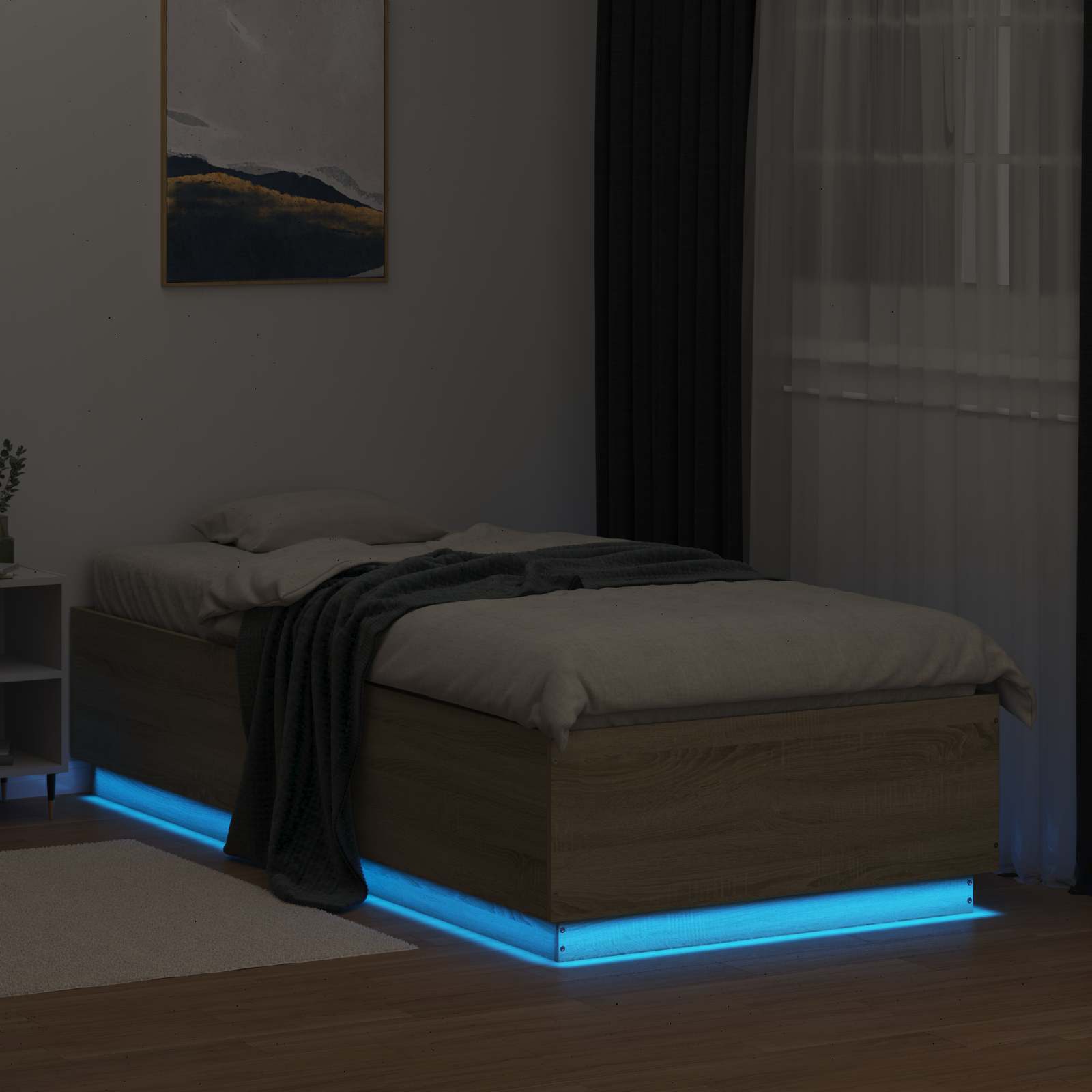 Κρεβάτι με φωτισμό LED Sonoma Δρυς 80 x 200 cm