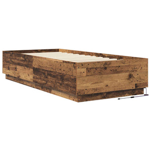 Κρεβάτι με φωτισμό LED Παλαιωμένο ξύλο 80 x 200 cm - Pakobazaar