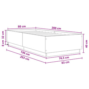 Κρεβάτι με φωτισμό LED Γκρι Sonoma 80 x 200 cm - Pakobazaar