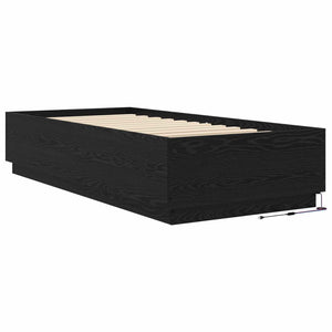 Κρεβάτι με φωτισμό LED Μαύρη Δρυς 80 x 200 cm - Pakobazaar