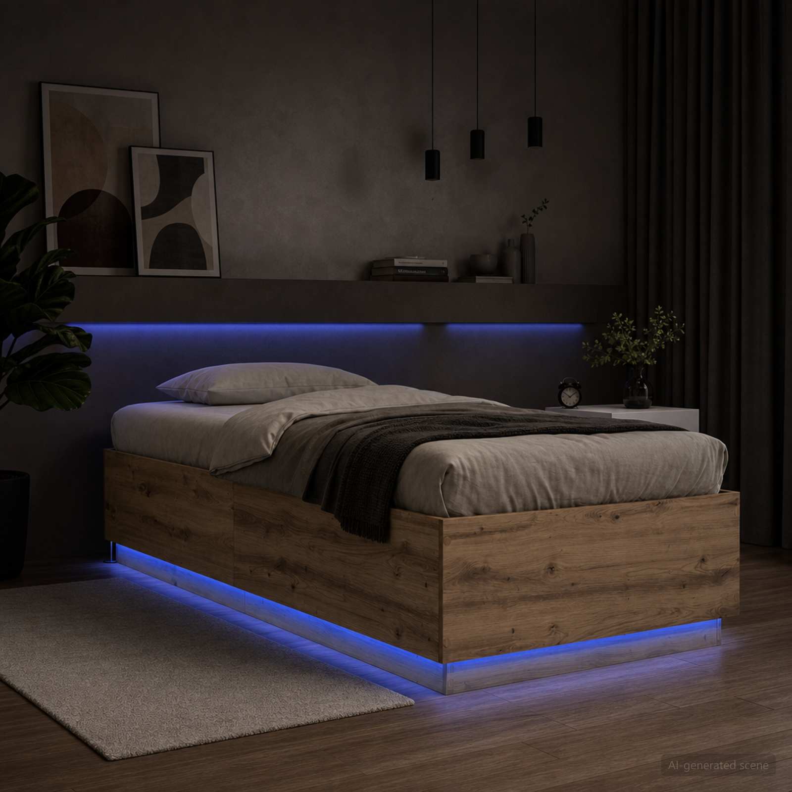 Κρεβάτι με φωτισμό LED Artisian Δρυς 80 x 200 cm - Pakobazaar