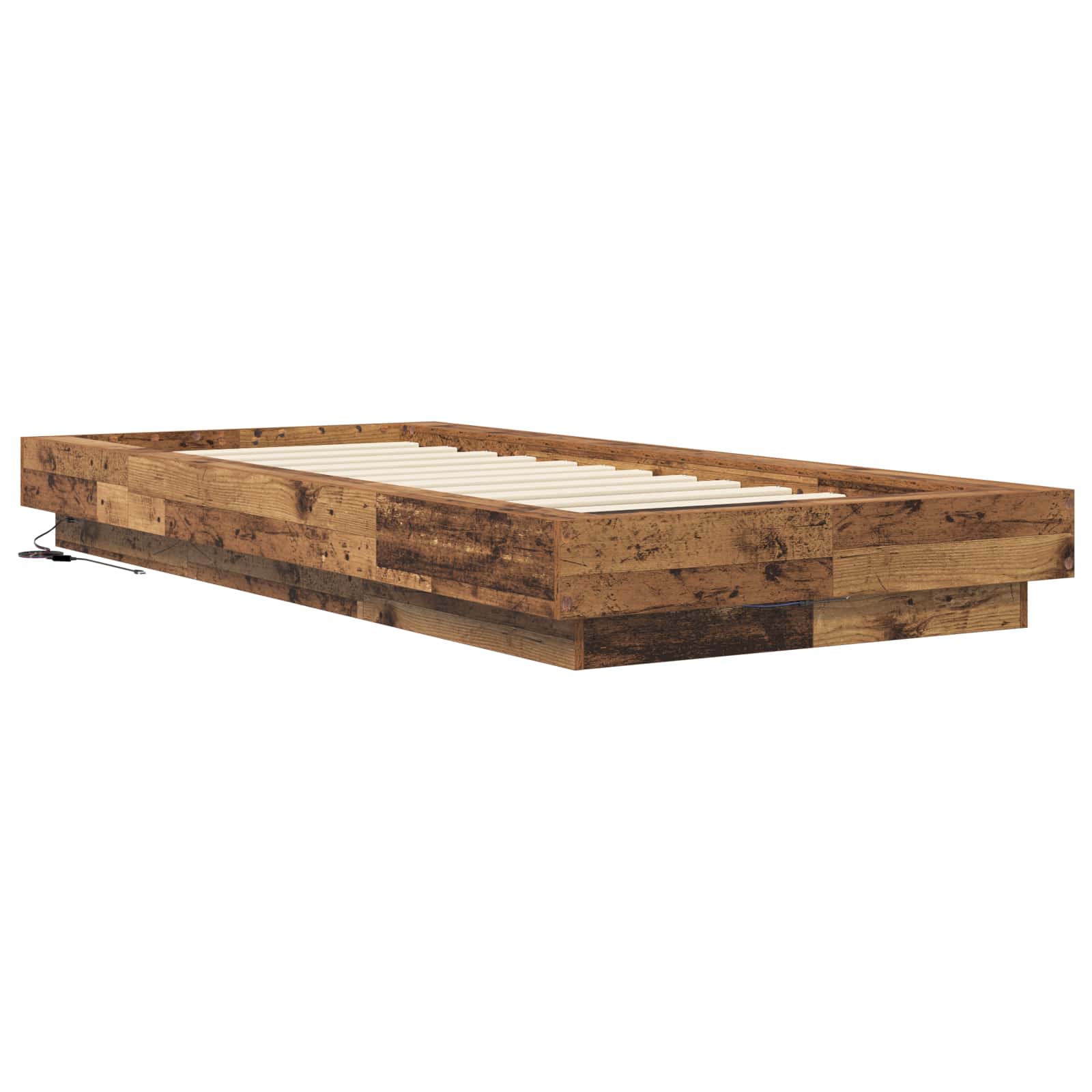 Κρεβάτι με φωτισμό LED Παλαιωμένο ξύλο 80 x 200 cm - Pakobazaar