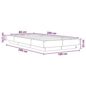 Κρεβάτι με φωτισμό LED Παλαιωμένο ξύλο 80 x 200 cm - Pakobazaar