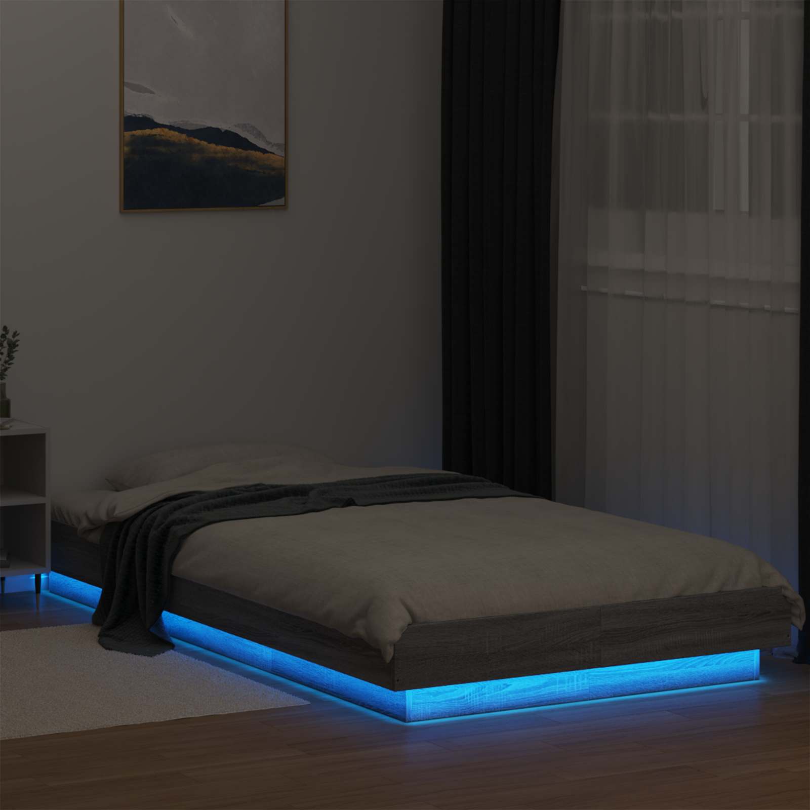 Κρεβάτι με φωτισμό LED Γκρι Sonoma 80 x 200 cm - Pakobazaar