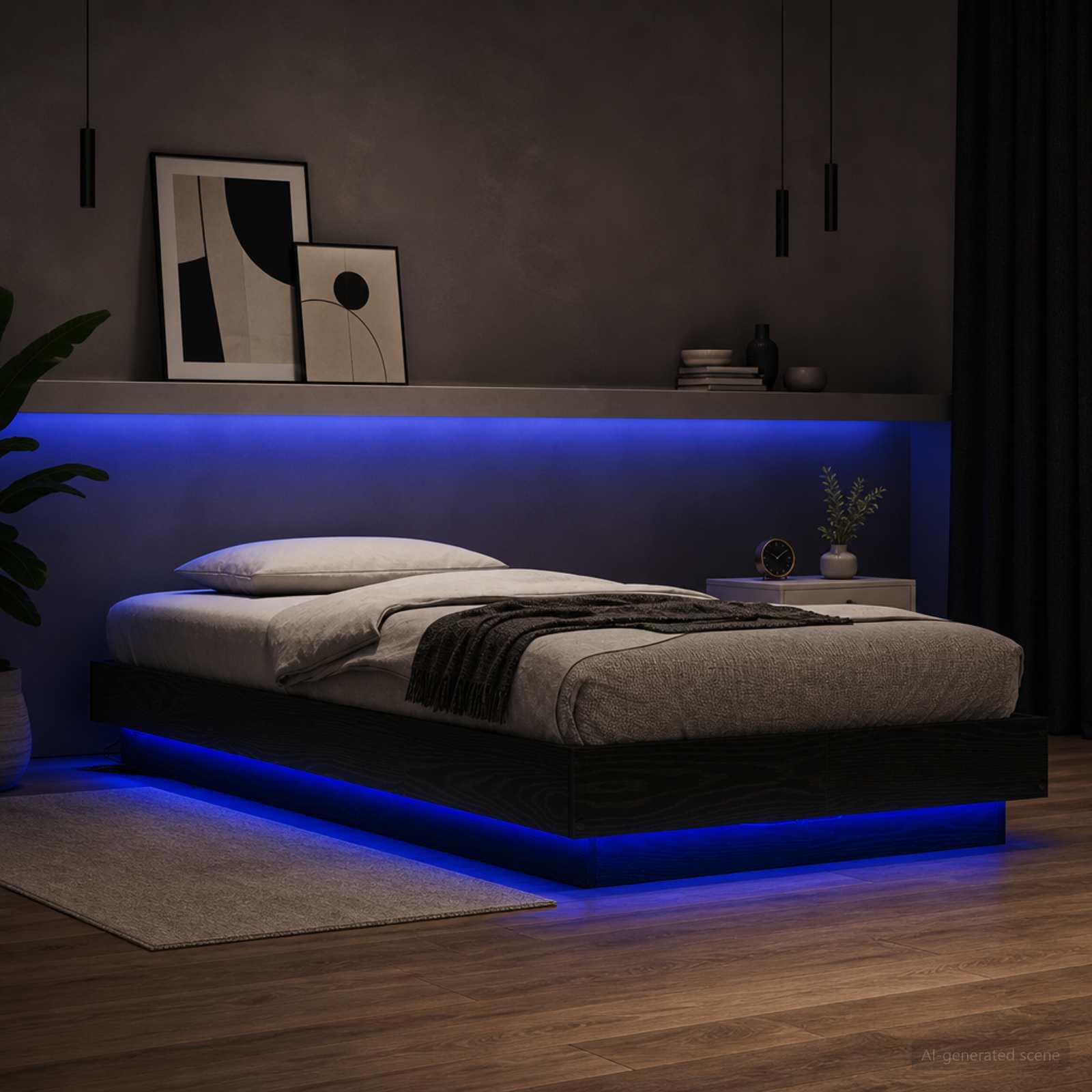Κρεβάτι με φωτισμό LED Μαύρη Δρυς 80 x 200 cm