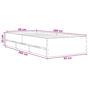 Σκελετός κρεβατιού με αποθήκευση Γκρι Sonoma 80 x 200 cm - Pakobazaar