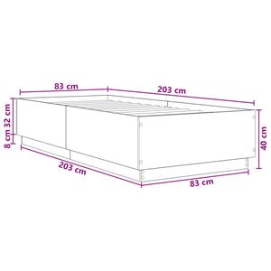 Σκελετός Κρεβατιού Γκρι Sonoma 80 x 200 cm Επεξεργασμένο Ξύλο - Pakobazaar