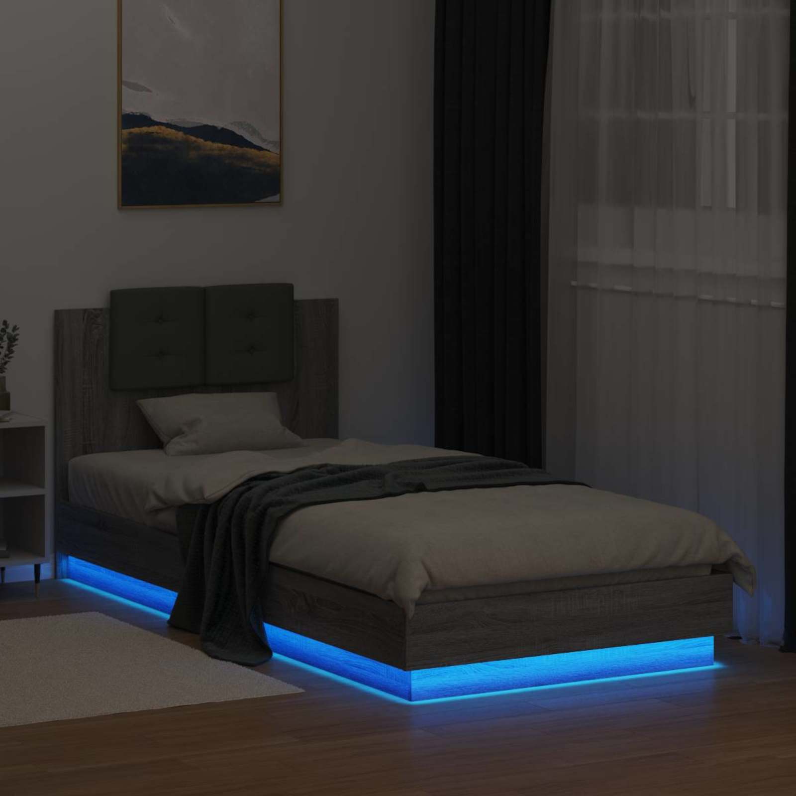 Κρεβάτι με φωτισμό LED Γκρι Sonoma 80 x 200 cm