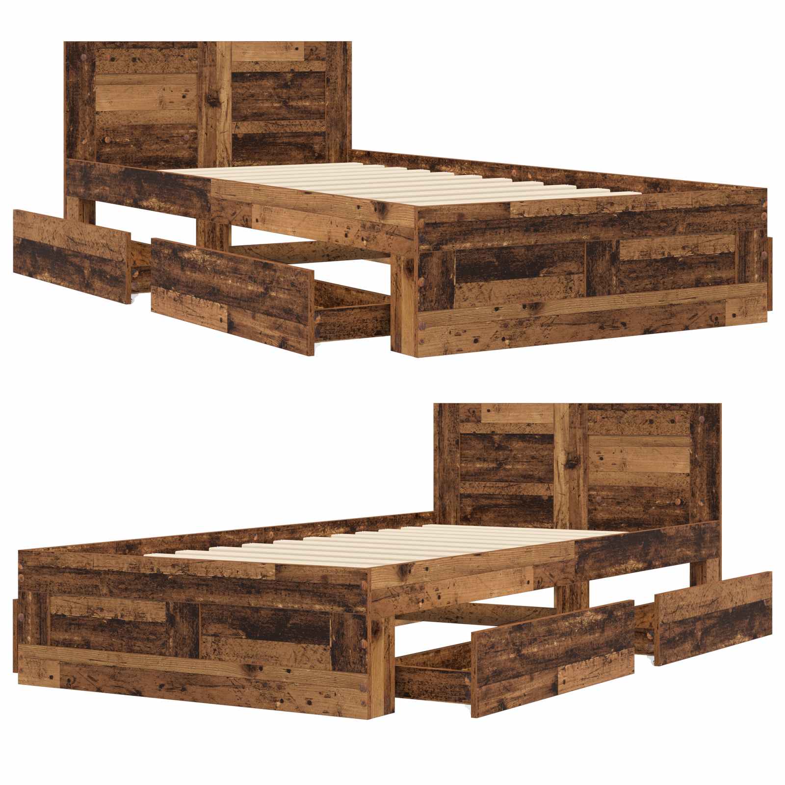 Κρεβάτι με Κεφαλάρι Παλαιωμένο ξύλο 80 x 200 cm - Pakobazaar