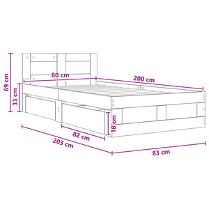 Κρεβάτι με Κεφαλάρι Artisian Δρυς 80 x 200 cm - Pakobazaar