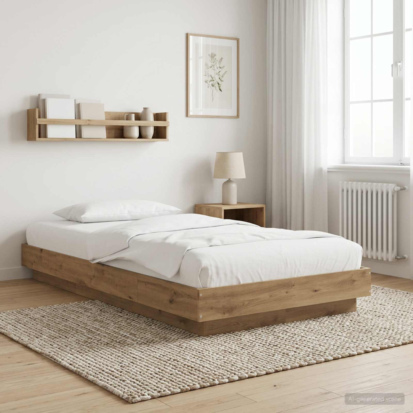 Κρεβάτι δαπέδου Artisian Δρυς 80 x 210 cm Επεξεργασμένο Ξύλο - Pakobazaar