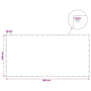Τεντόπανα με Θηλιές Πράσινο 4 x 8 μ 140 gsm PE