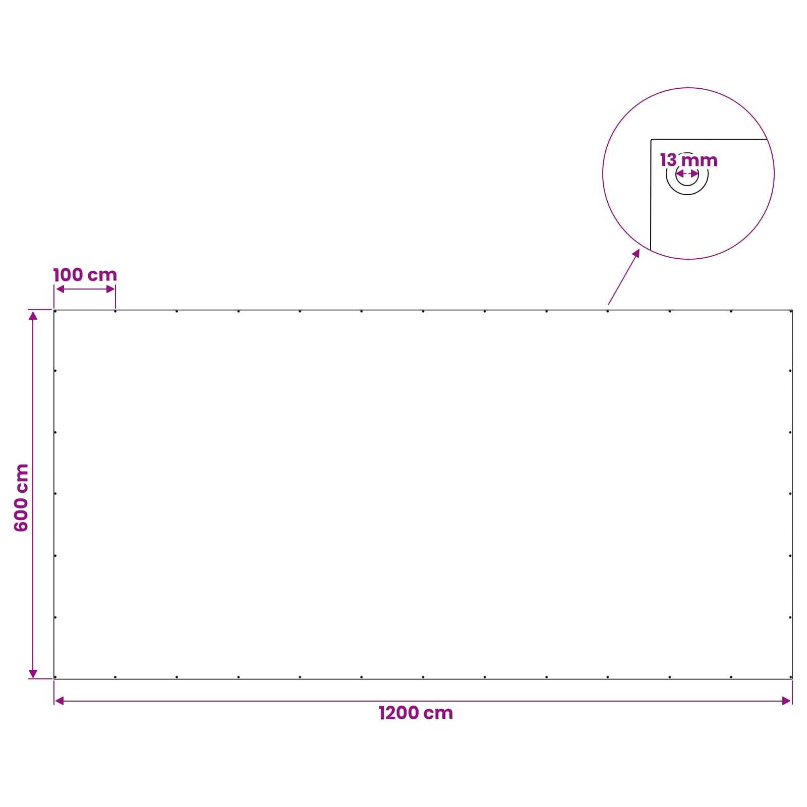 Τεντόπανα με Θηλιές Λευκό 6 x 12 μ 180 gsm PE