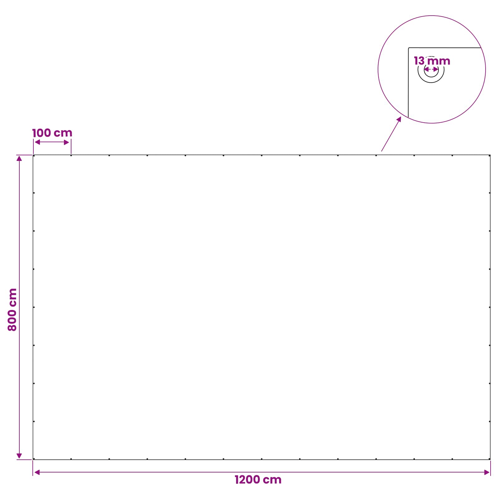 Τεντόπανα με Θηλιές Λευκό 8 x 12 μ 180 γρ PE