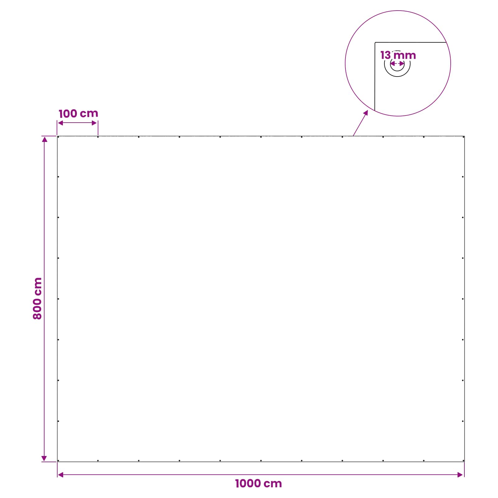 Τεντόπανα με Θηλιές Λευκό 8 x 10 μ 260 gsm PE